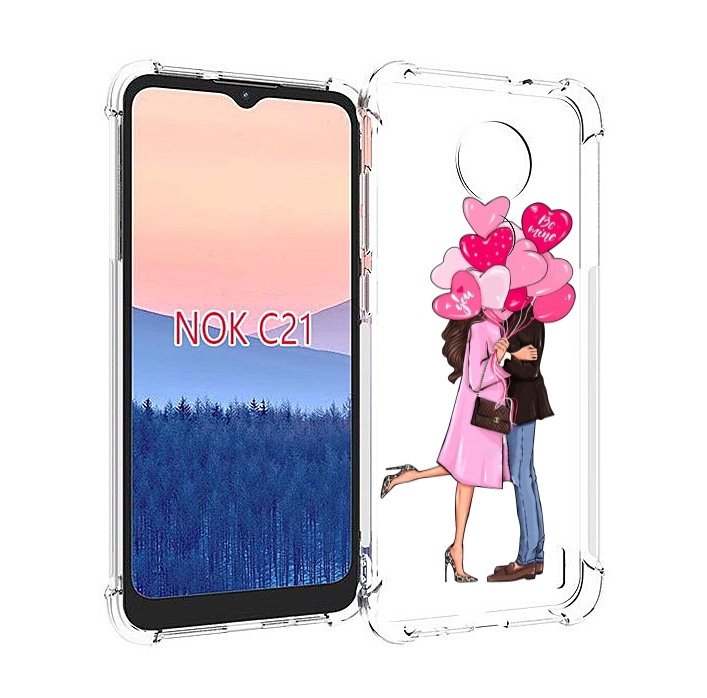 

Чехол MyPads девушка-с-парнем-сердечки женский для Nokia C21, Прозрачный, Tocco