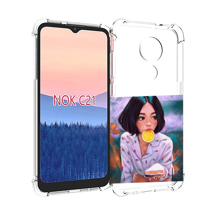 

Чехол MyPads девушка-с-чизкейком женский для Nokia C21, Прозрачный, Tocco
