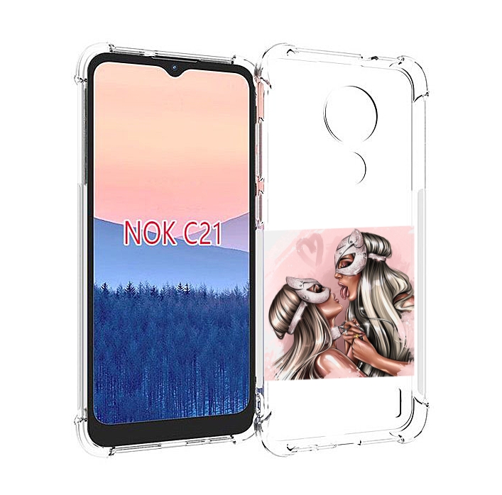 

Чехол MyPads девушки-поцелуй женский для Nokia C21, Прозрачный, Tocco