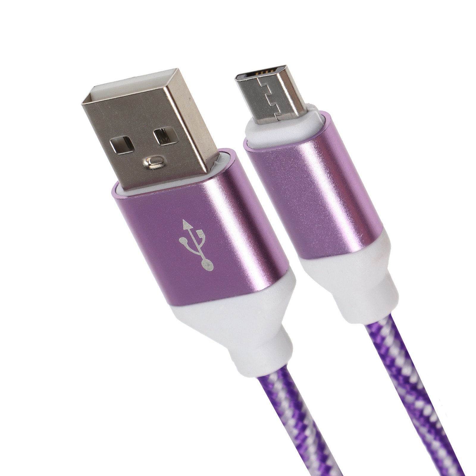 Кабель LuazON Micro USB - USB нейлон, 1 А, 1 м, бело-фиолетовый