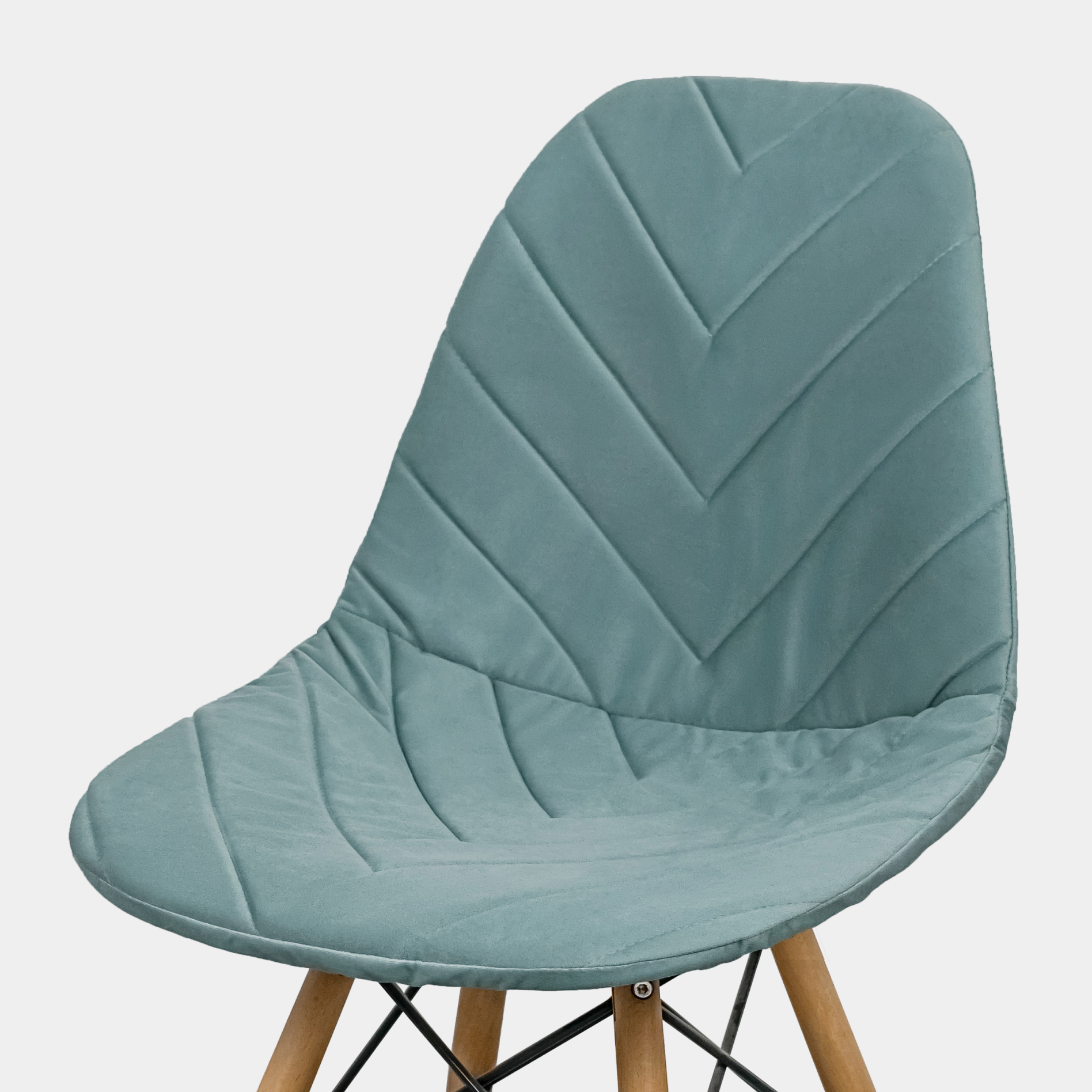 Комплект чехлов на стул Flatlika Eames DSW из велюра, 2 шт, 40х46, пыльная мята