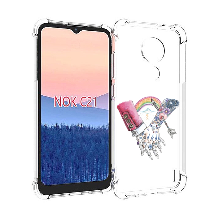 

Чехол MyPads абстракция руки в татуировках для Nokia C21, Прозрачный, Tocco