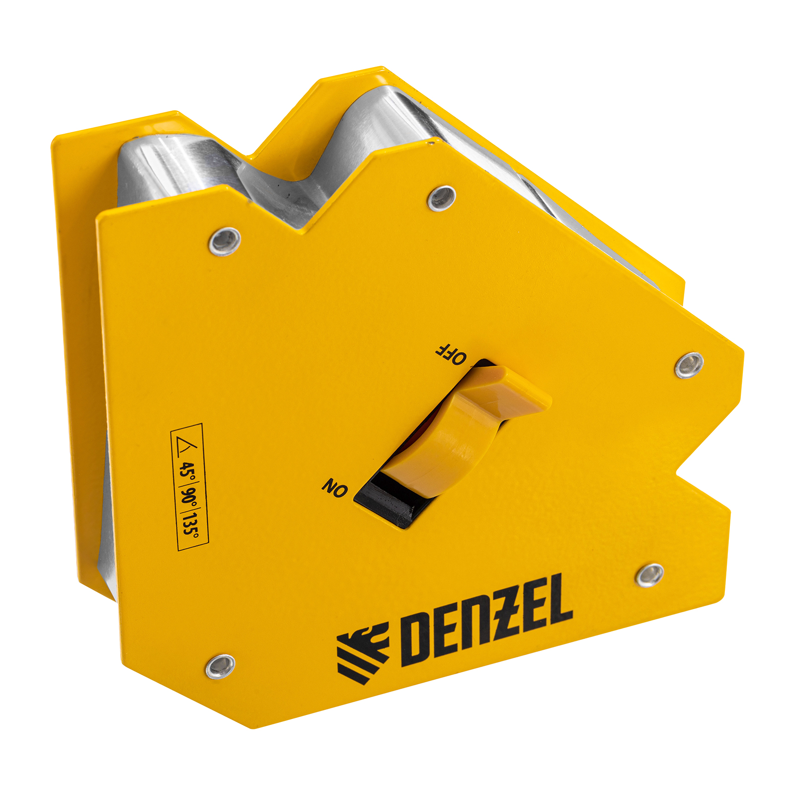 Фиксатор магнитный отключаемый для сварочных работ DENZEL усилие 55 LB, 45х90х135 гр 97564