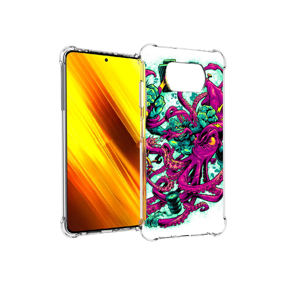 

Чехол MyPads Tocco для Xiaomi Poco X3 фиолетовый кракен (PT154881.262.657), Прозрачный, Tocco