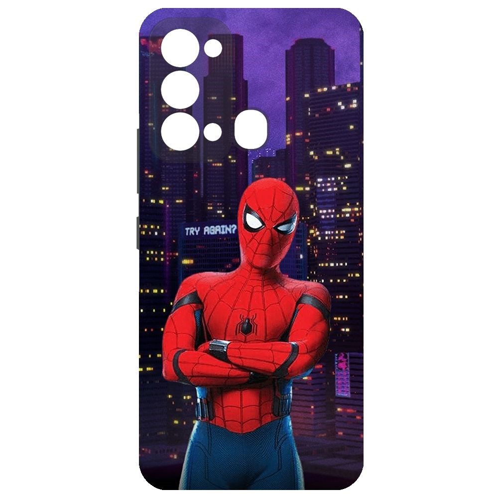 

Чехол-накладка Krutoff Soft Case Человек-Паук. На крыше для ITEL Vision 3 черный