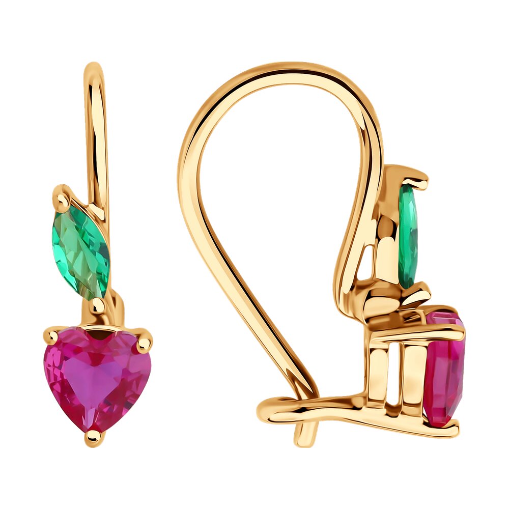 

Серьги из золота Diamant 51-120-02847-1, корунд искусственный/фианит, 51-120-02847-1