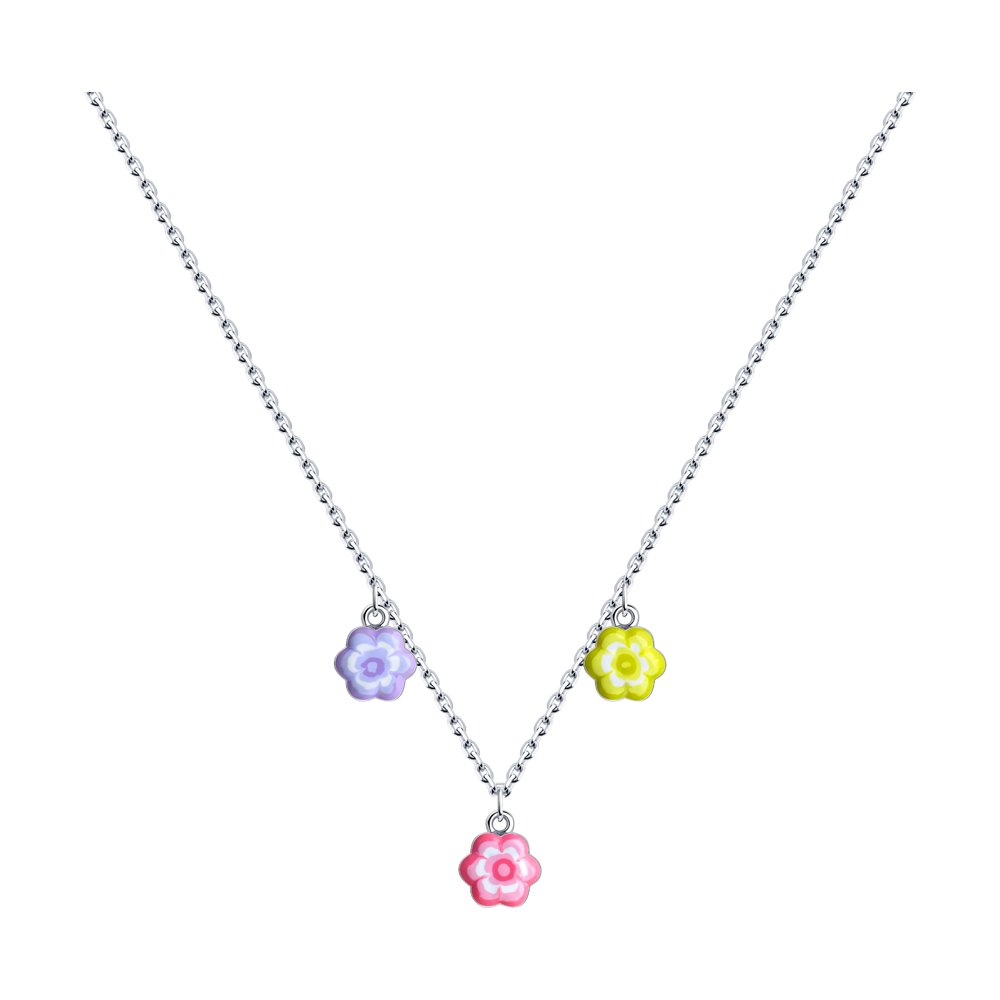 

Колье из серебра 35 см SOKOLOV 94070439, эмаль, 94070439