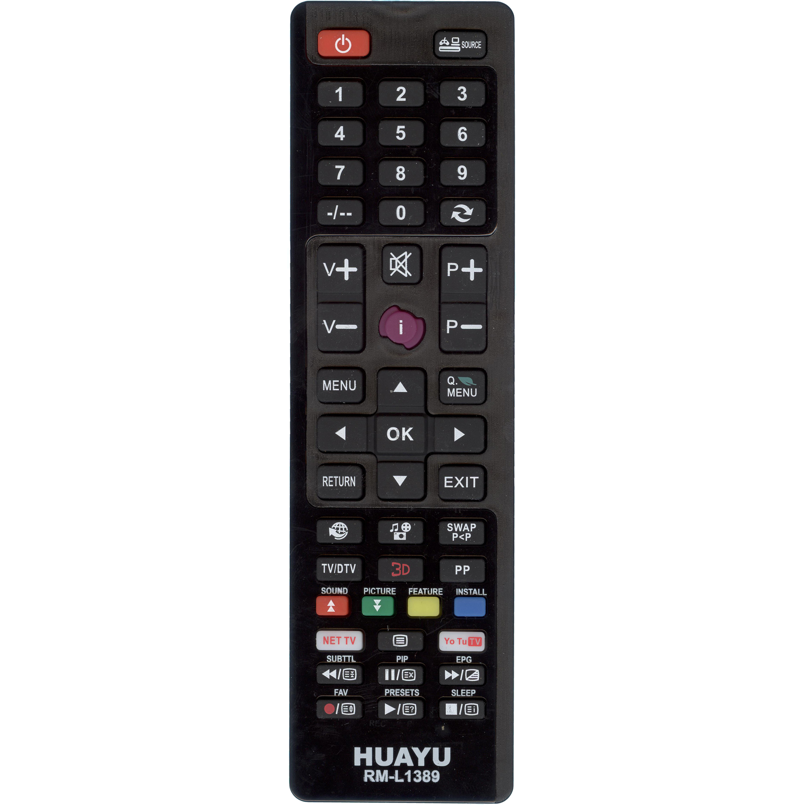 

Пульт ДУ Huayu RM-L1389 Black (HRM1492), Черный, RM-L1389