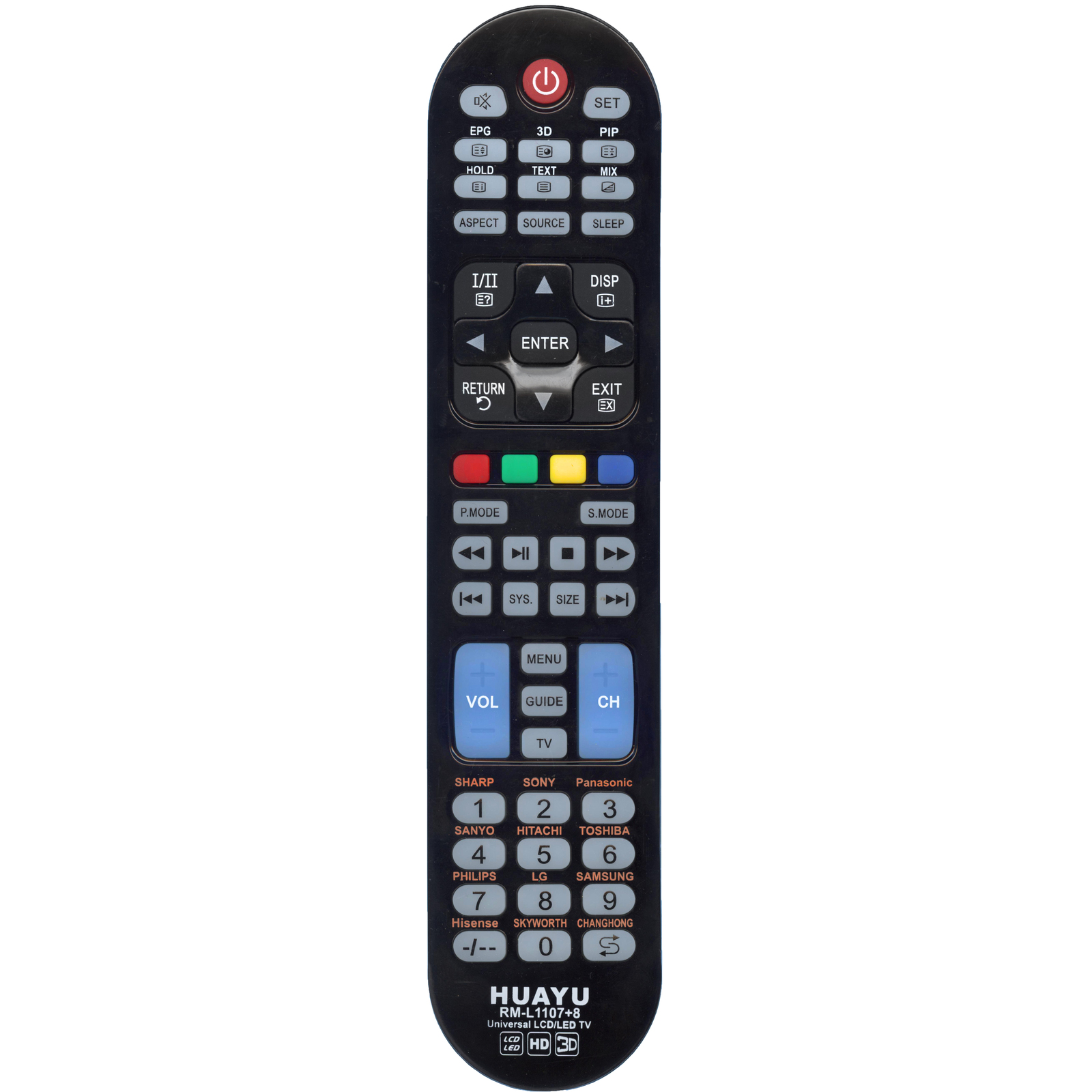 

Пульт ДУ Huayu RM-L1107+8 Black (HRM1350), RM-L1107+8