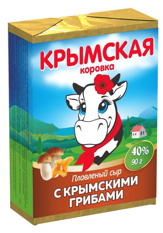 Сырный продукт плавленный Крымская коровка с крымскими грибами 40 90 г 70₽