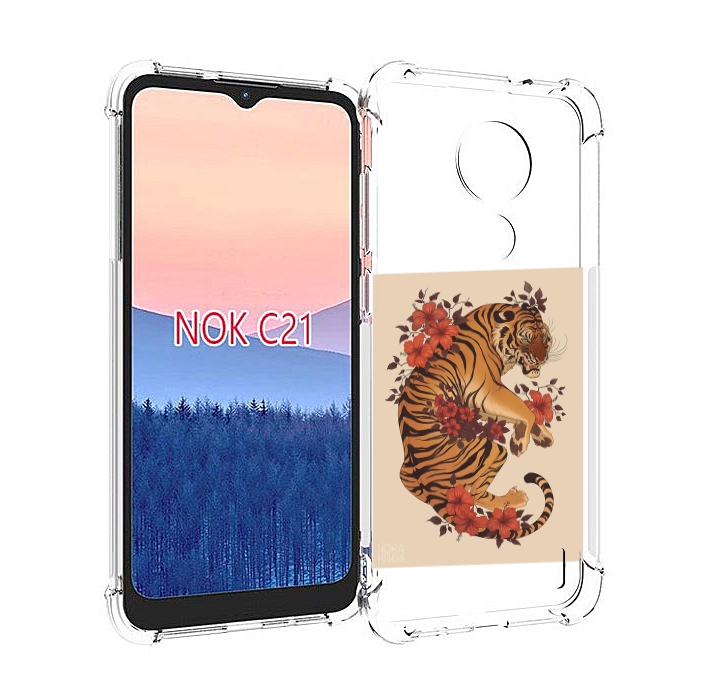 

Чехол MyPads злой-тигр-с-цветами для Nokia C21, Прозрачный, Tocco