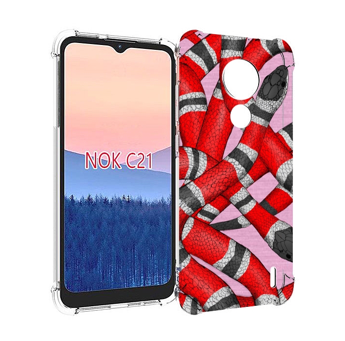 

Чехол MyPads змея-красно-черно-белый для Nokia C21, Прозрачный, Tocco