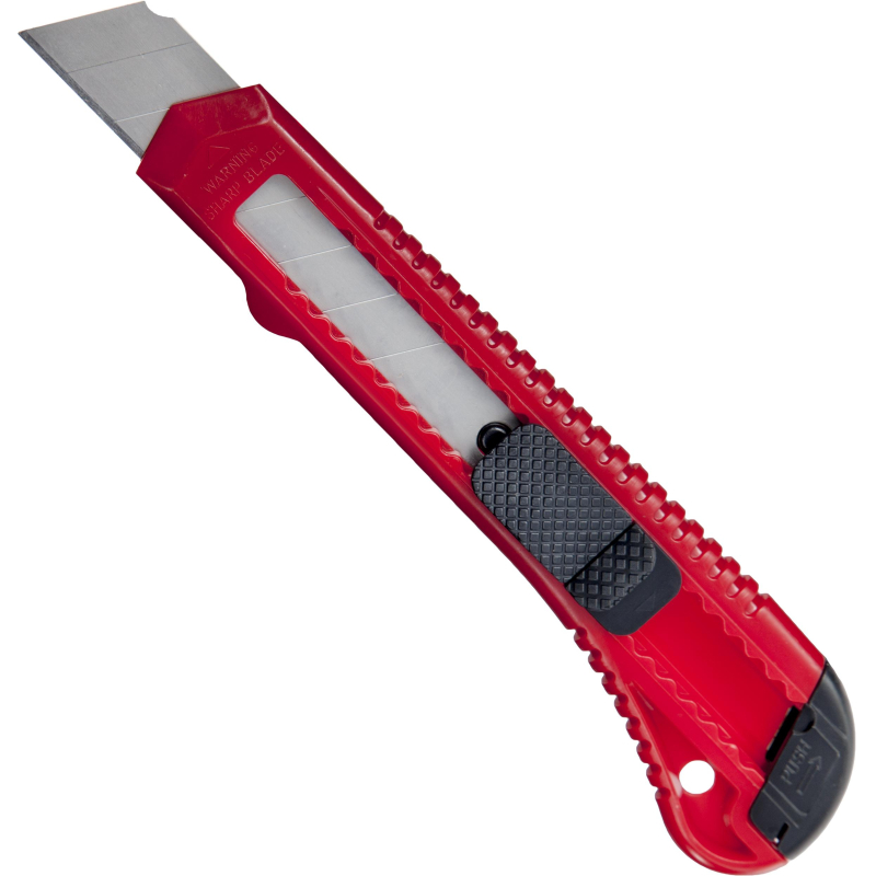 Нож канцелярский 18 мм Attache с фиксатором, полибег, цв.красный, (5шт.)