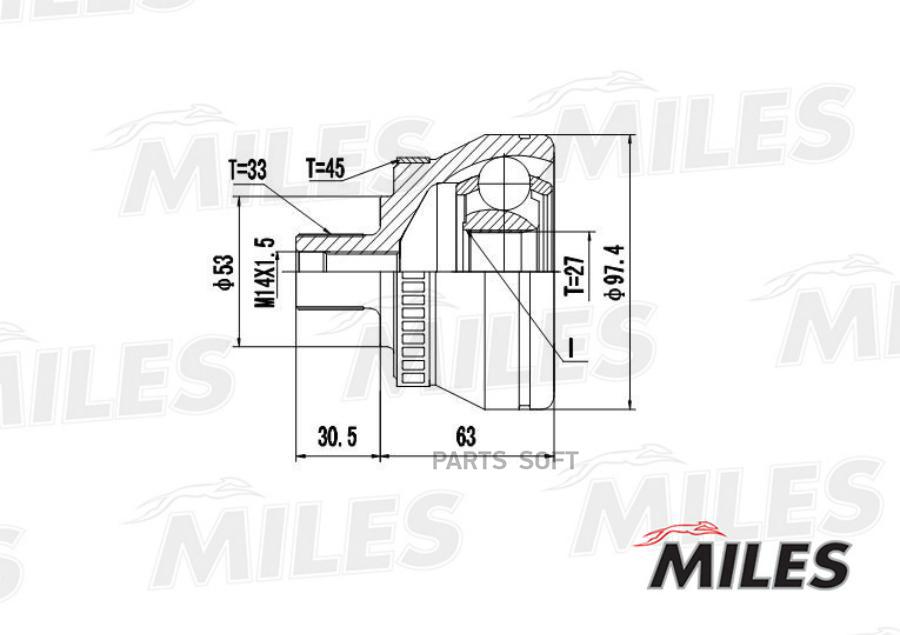 

Шрус Наружный Audi A4/A6/Vw Passat/Skoda Superb 1.9d 98- (С Abs) (Gkn 303408) Ga20038 Mile