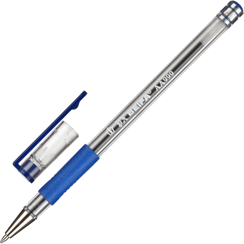 Ручка шариковая Beifa АА999 0,5мм синий с рез.манж.Китай, (10шт.)
