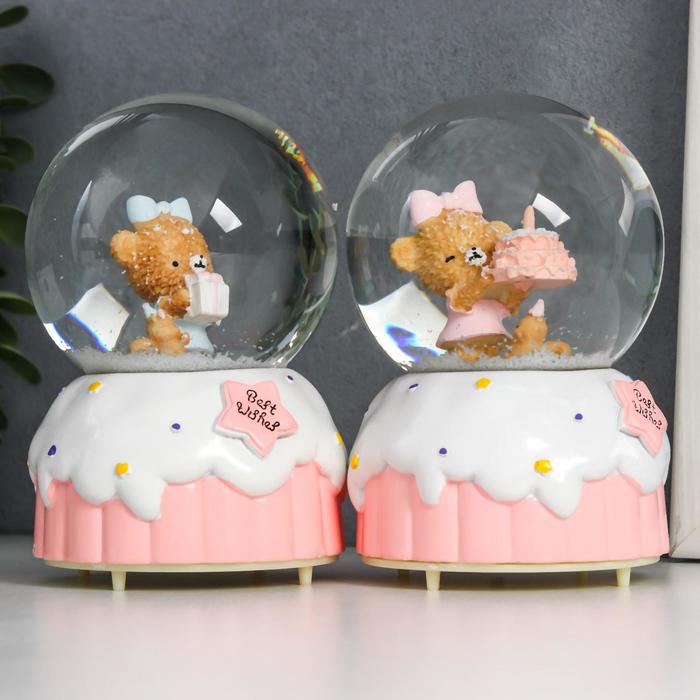 

Стеклянный шар свет, музыка Мишка и торт d=8 см МИКС 12,5х8х8 см
