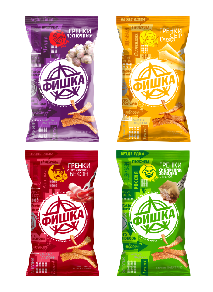 

Гренки "Фишка" 120 г ассорти 4 шт.