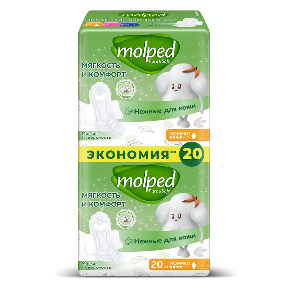 Прокладки Molped Pure&Soft Duo Normal 4 капли, 20 шт.