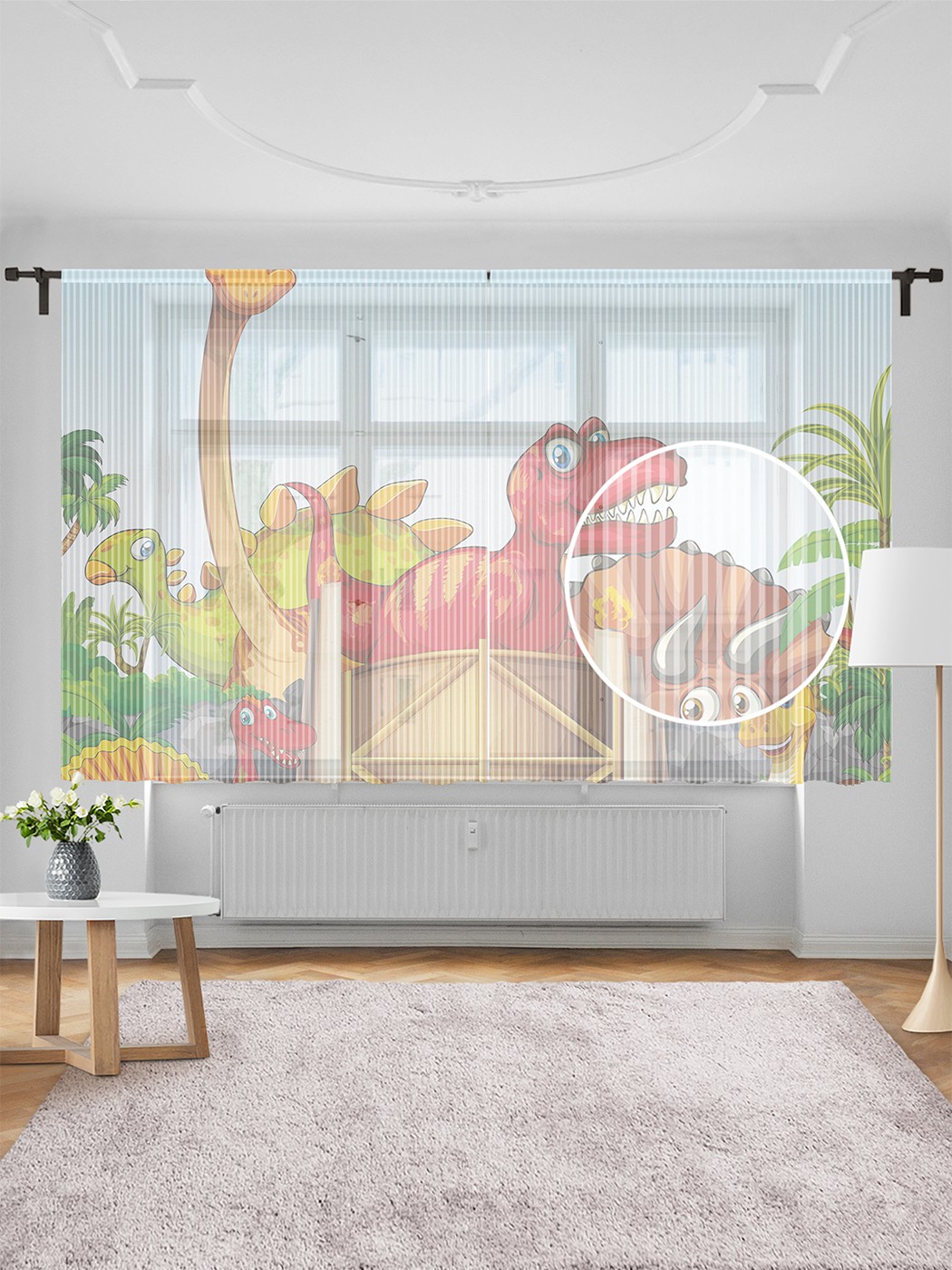 фото Тюль joyarty "веселые динозавры", 155х180 см