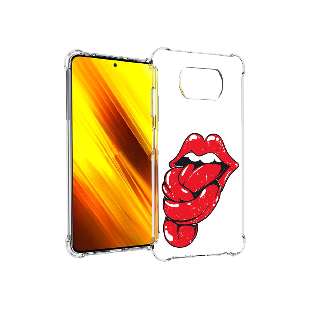 

Чехол MyPads Tocco для Xiaomi Poco X3 яркие губы с языком (PT154881.262.705), Прозрачный, Tocco