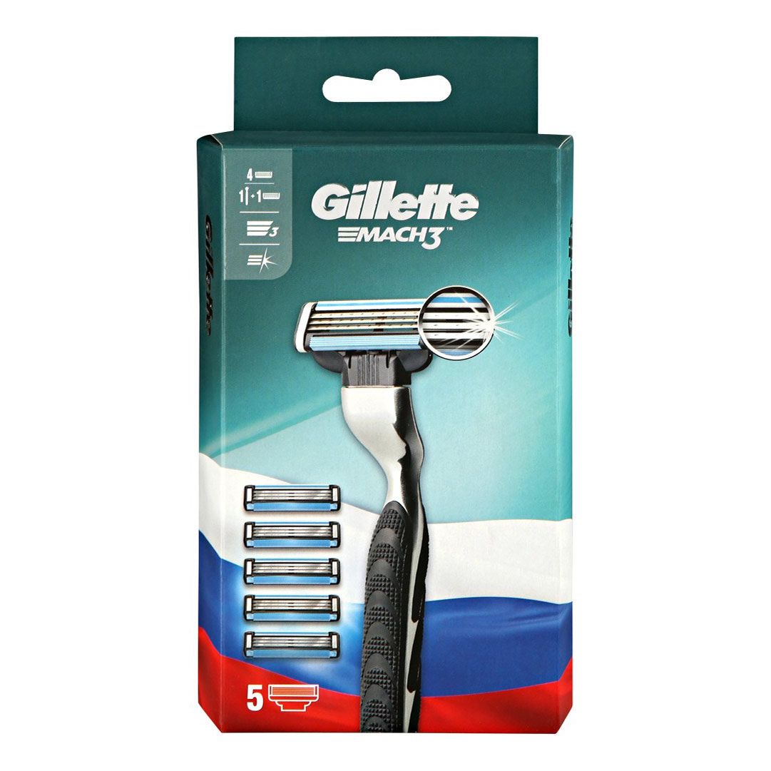 Бритвенный станок с 4 сменными кассетами Gillette Mach3 с тройными лезвиями