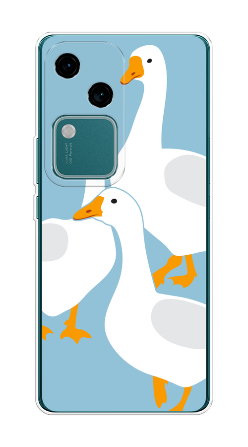

Чехол на Vivo V30/S18 "Гусиное трио", Голубой;белый;серый;желтый, 2610150-1