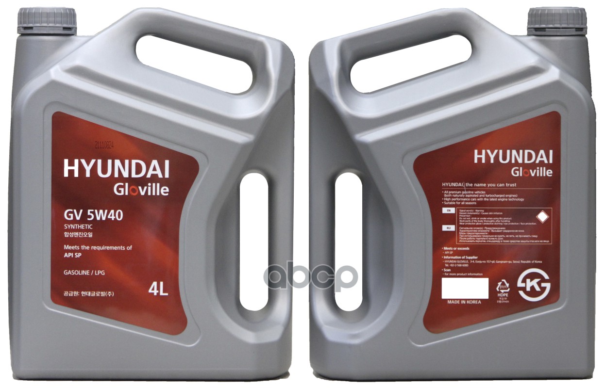 Моторное масло 5W40 Hyundai Gloville 4л Синтетика Gvs HYUNDAI Gloville 21140004