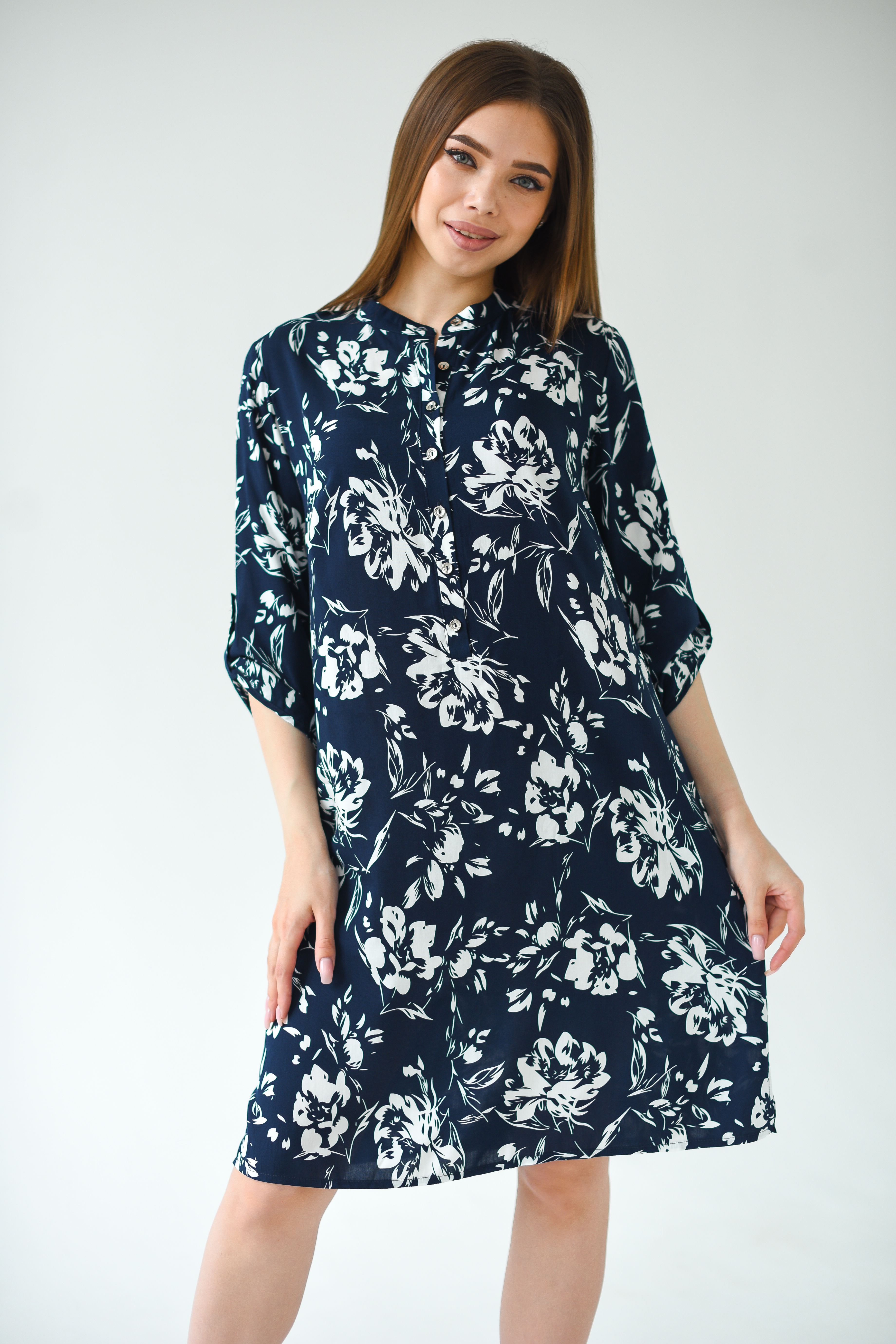 Платье женское Batistcorp Ivanovo Тропиканка синее 50 RU