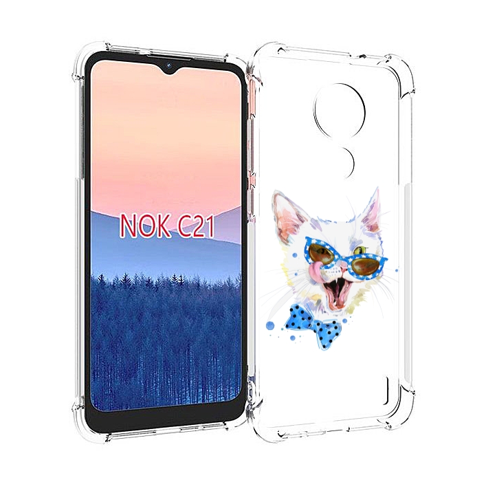 

Чехол MyPads белый кот для Nokia C21, Прозрачный, Tocco