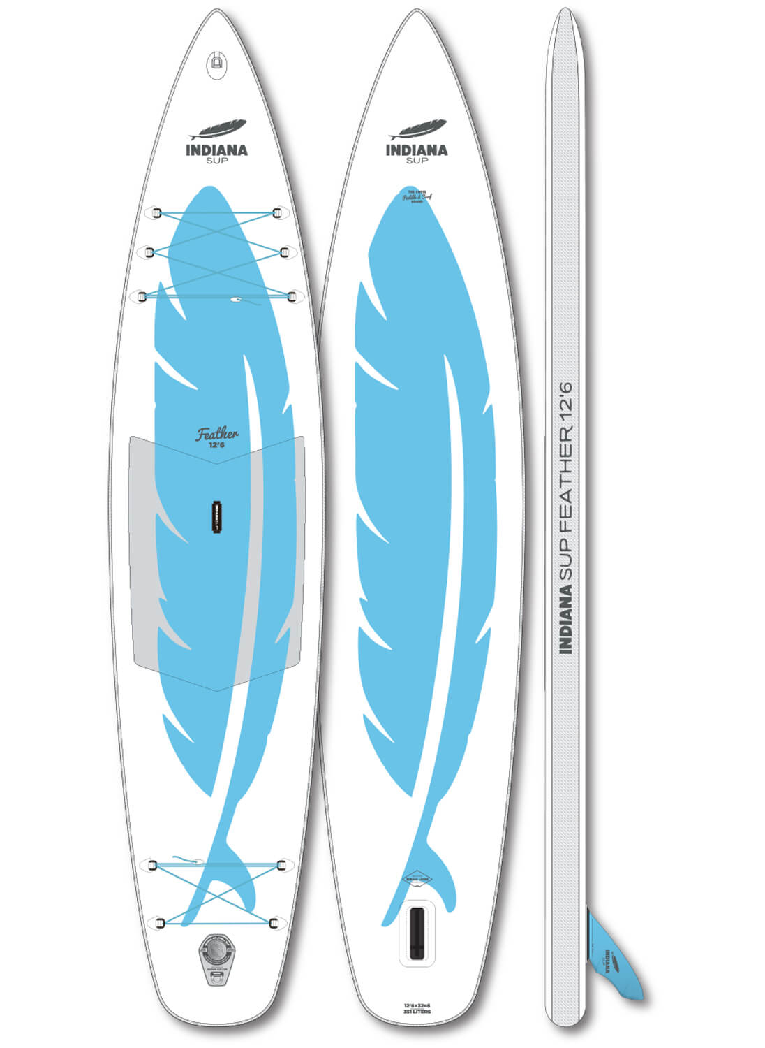 

Sup-борд Indiana 12'6 Feather 381x81 см белый/голубой, 12'6 Feather