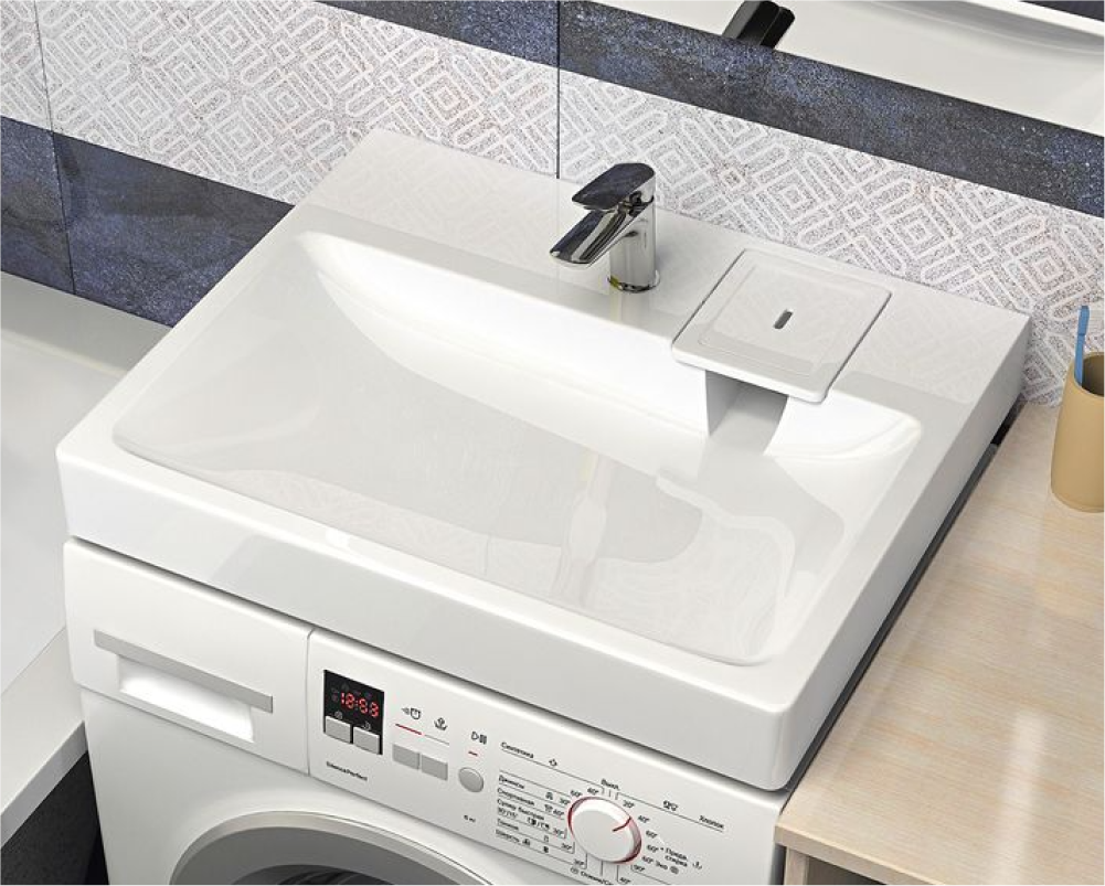 Раковина над стиральной машиной Aqua Trends Стандарт Лайт 50, 600х500, белая