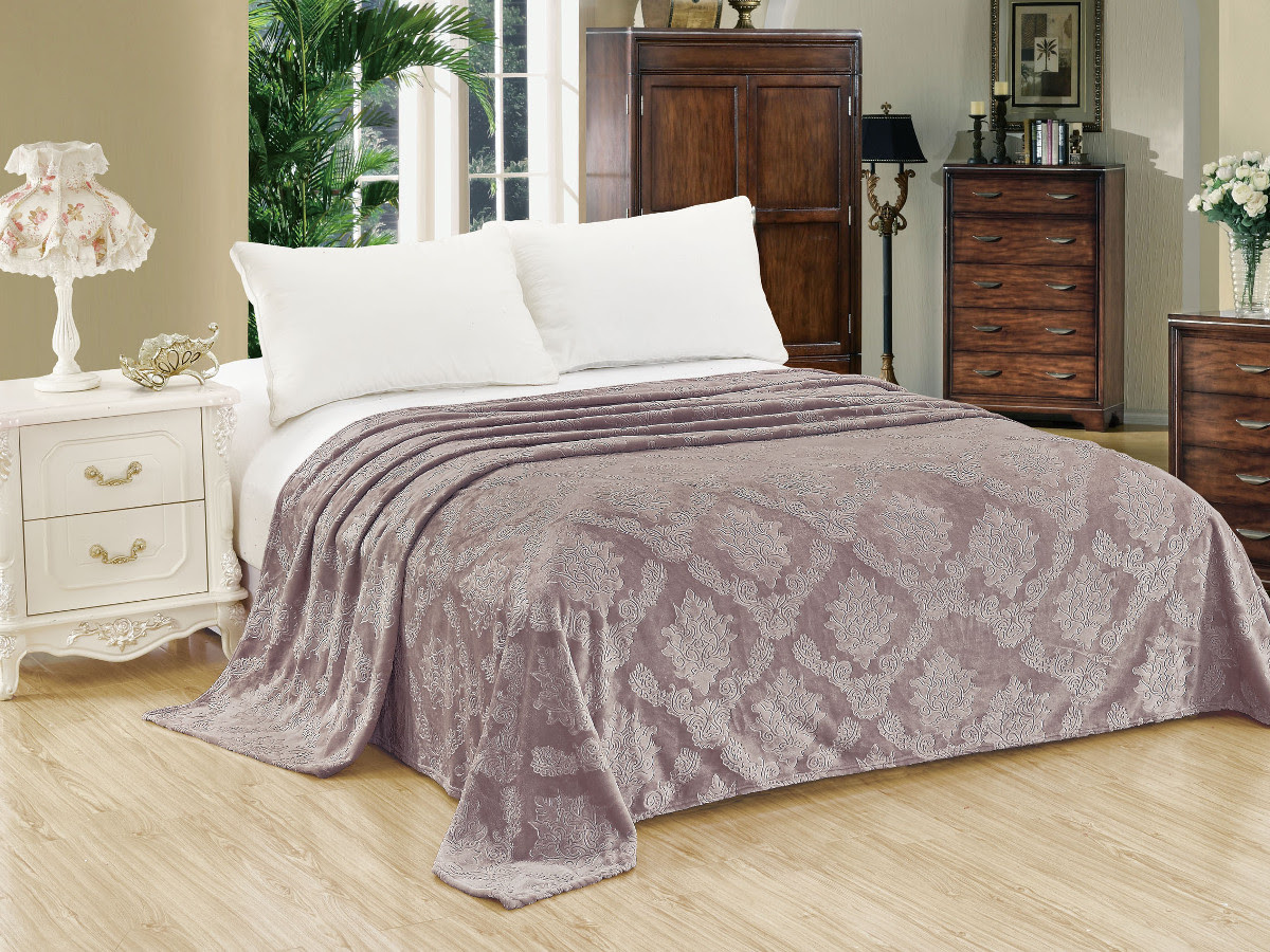 Плед 145x210 см, Велсофт - жаккард, Нежность Парма, мокко