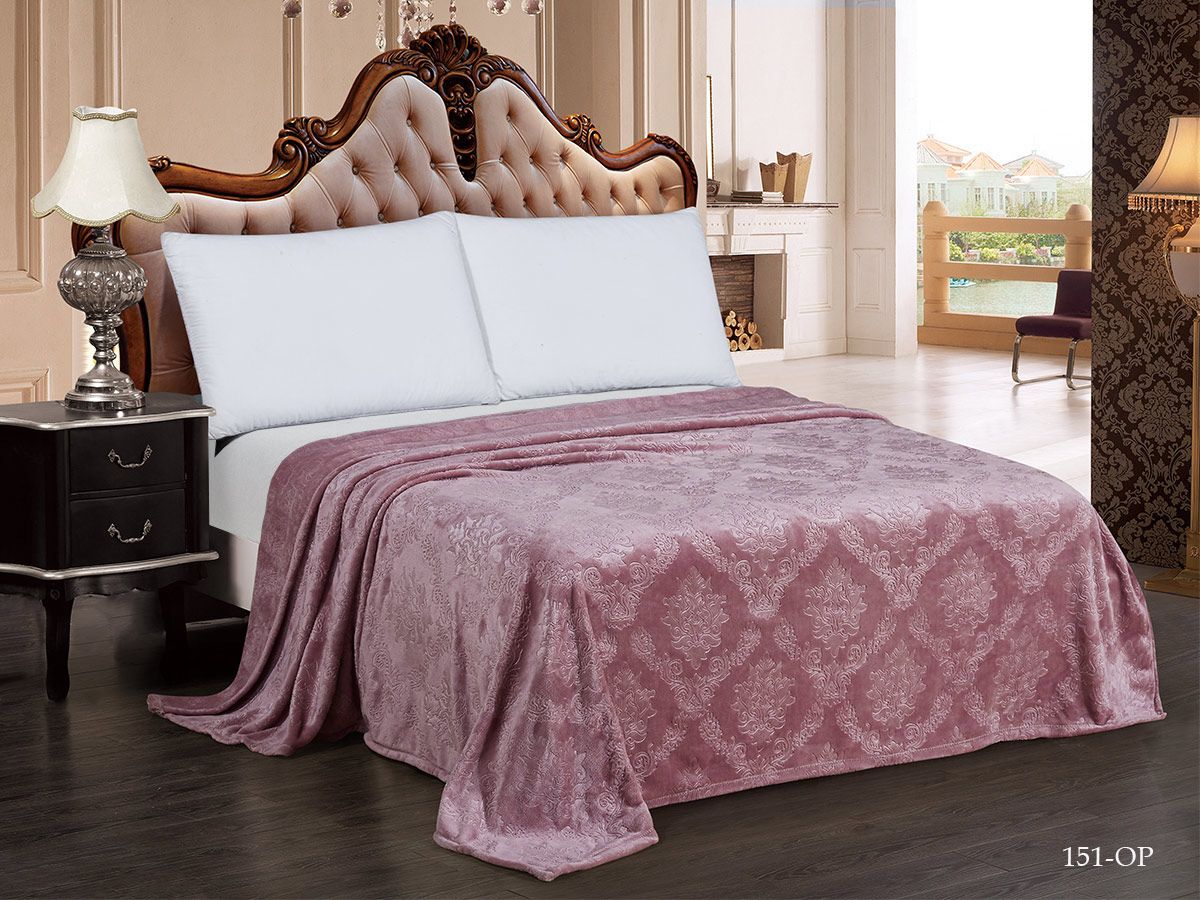 Плед 145x210 см, Велсофт - жаккард, Нежность Парма, Сухая роза