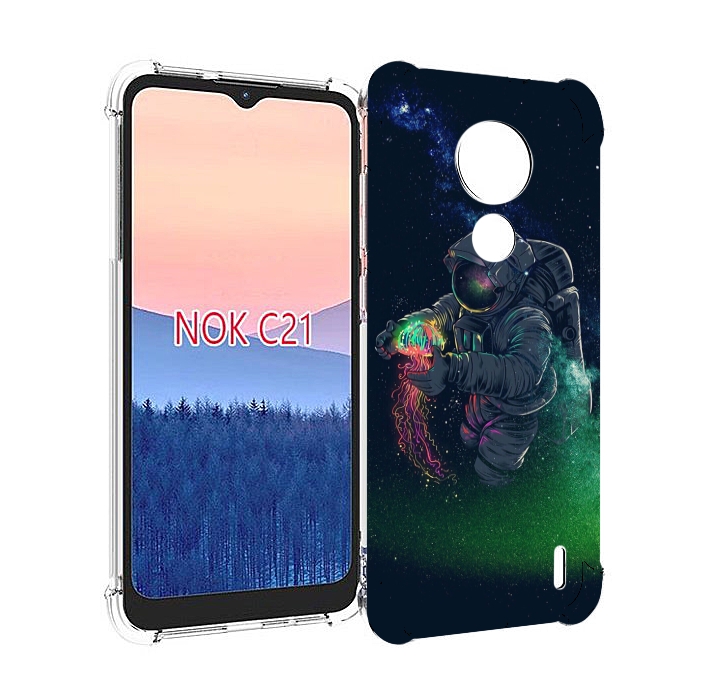 

Чехол MyPads космонавт-с-оружием-арты для Nokia C21, Прозрачный, Tocco