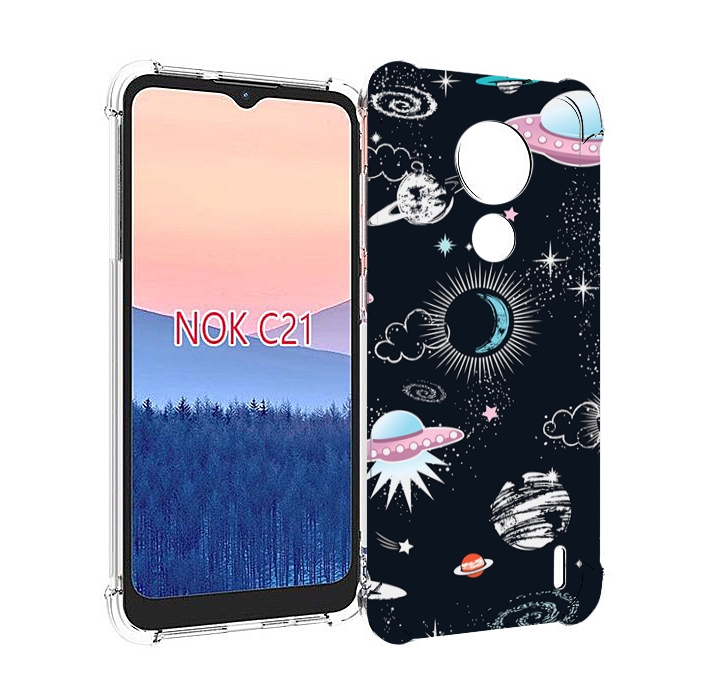 

Чехол MyPads космос-мини-картинки для Nokia C21, Прозрачный, Tocco