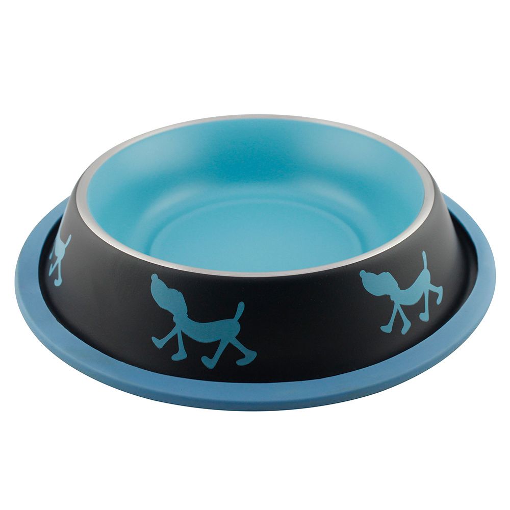 

Миска для животных FOXIE Uni-Tinge Non Skid Bowl металлическая 400мл голубая, Голубой