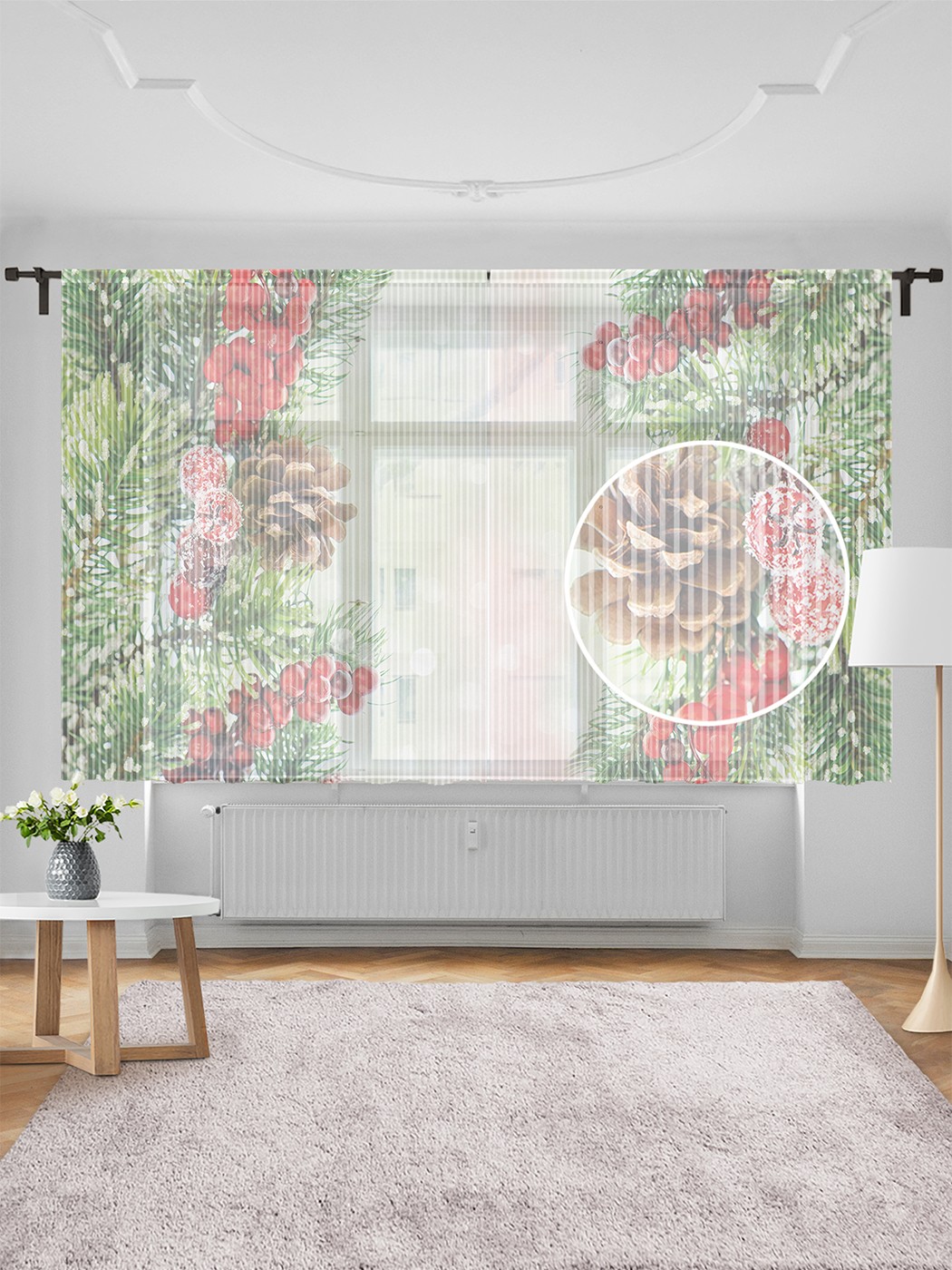 фото Тюль joyarty "украшенные елки", 155х180 см