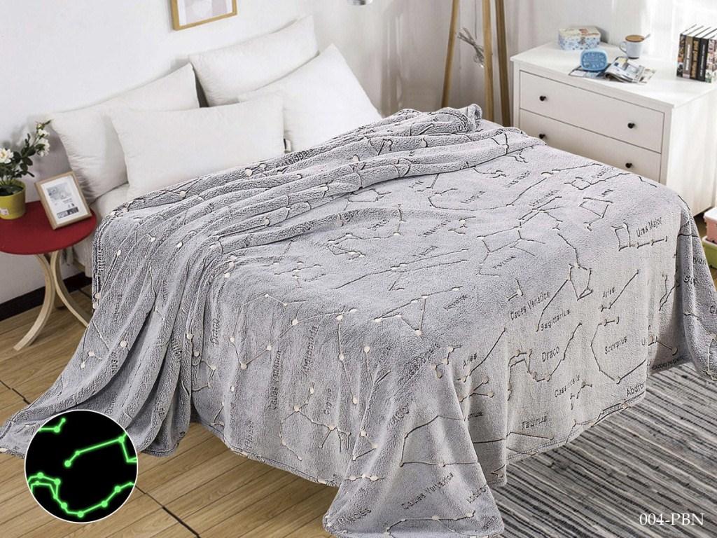 Плед 175x210 см, Велсофт «Бамбук Неон» Звездное небо