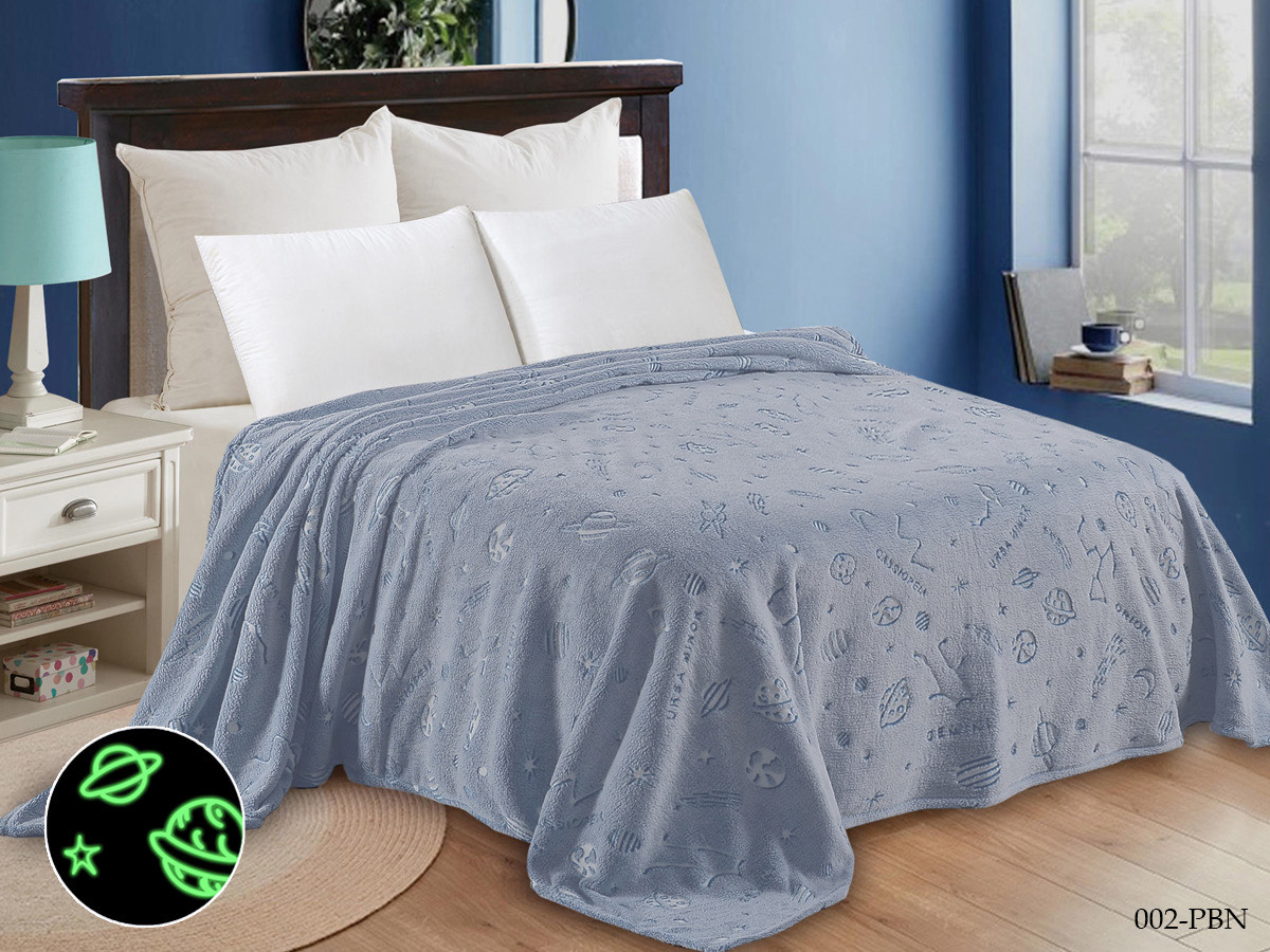 Плед 240x210 см, Велсофт «Бамбук Неон» Планеты