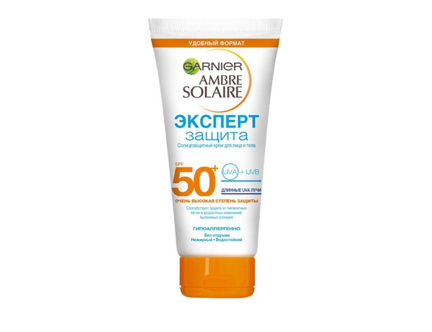 фото Средства для защиты от солнца garnier ambre solarie для лица и тела spf 50+ 50 мл