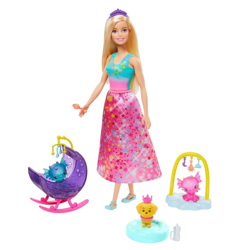 Набор игровой Barbie Заботливая принцесса Детский сад для драконов GJK51 Барби