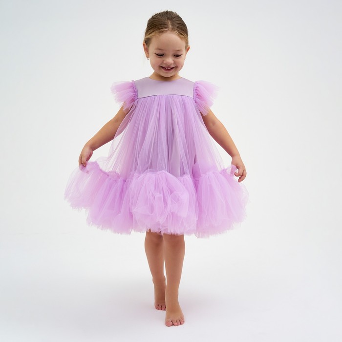 Платье детское с пышной юбкой KAFTAN, рост 134-140, лиловый костюм детский толстовка шорты kaftan basic line рост 122 128 бирюзовый