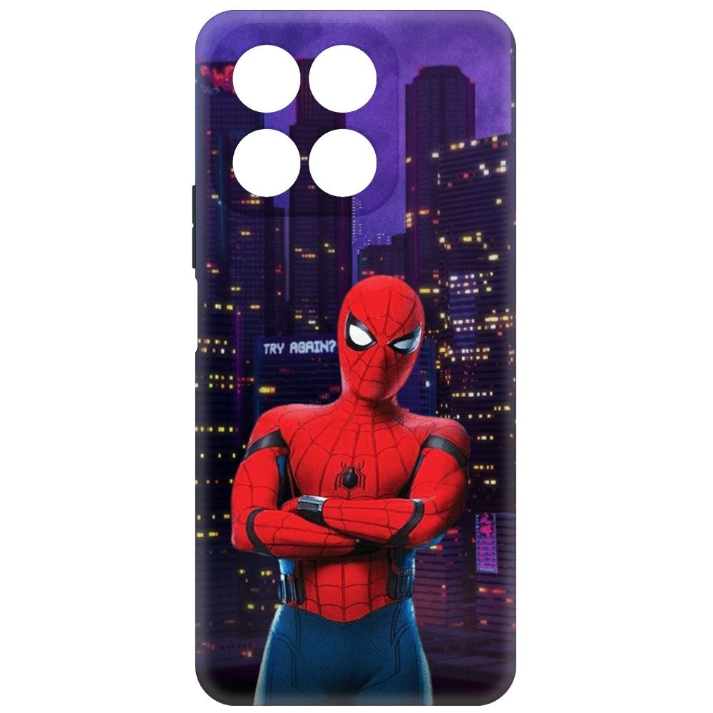 

Чехол-накладка Krutoff Soft Case Человек-Паук. На крыше для Honor X8a черный