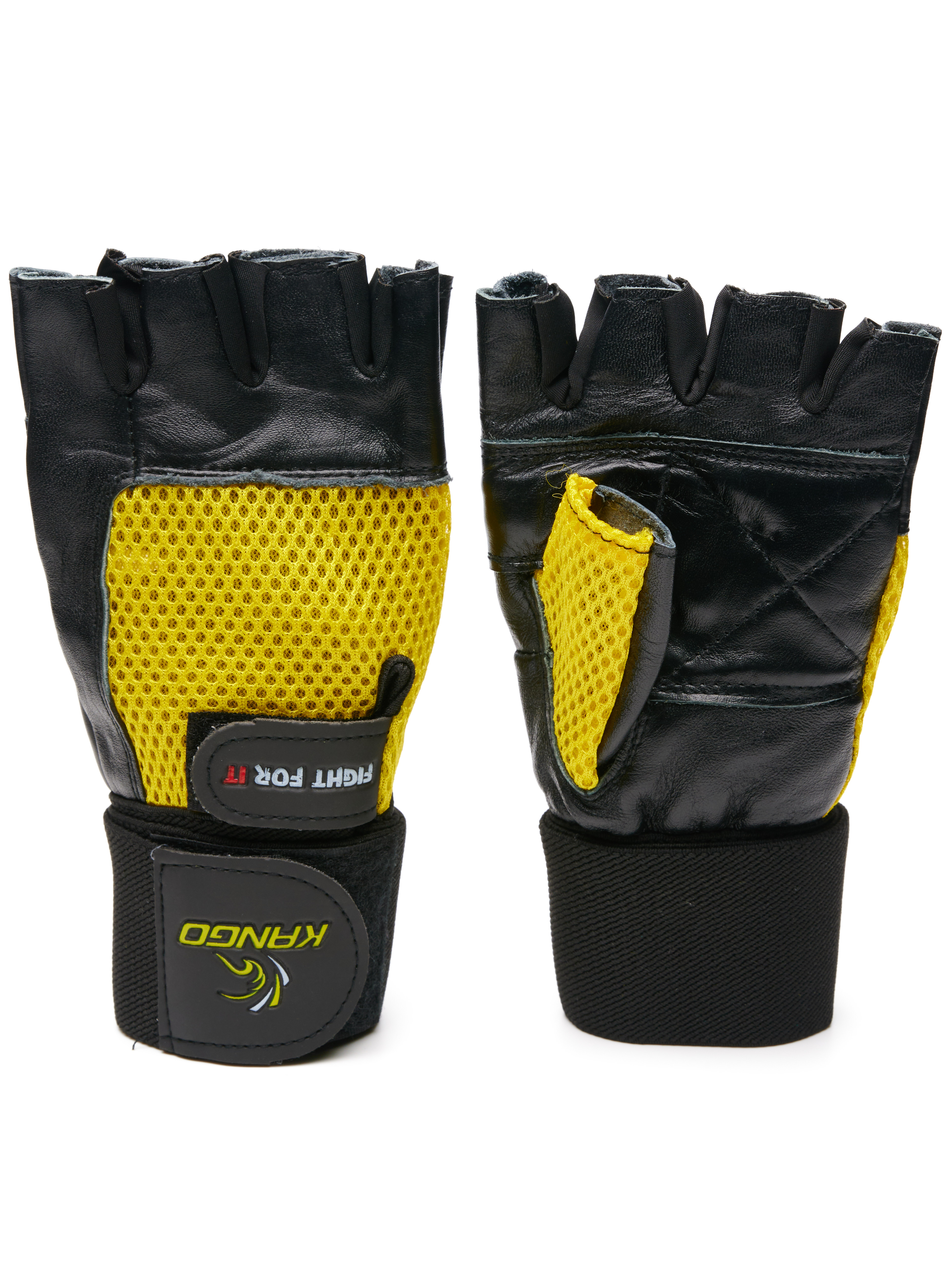 фото Перчатки для фитнеса kango wgl-069 black/yellow