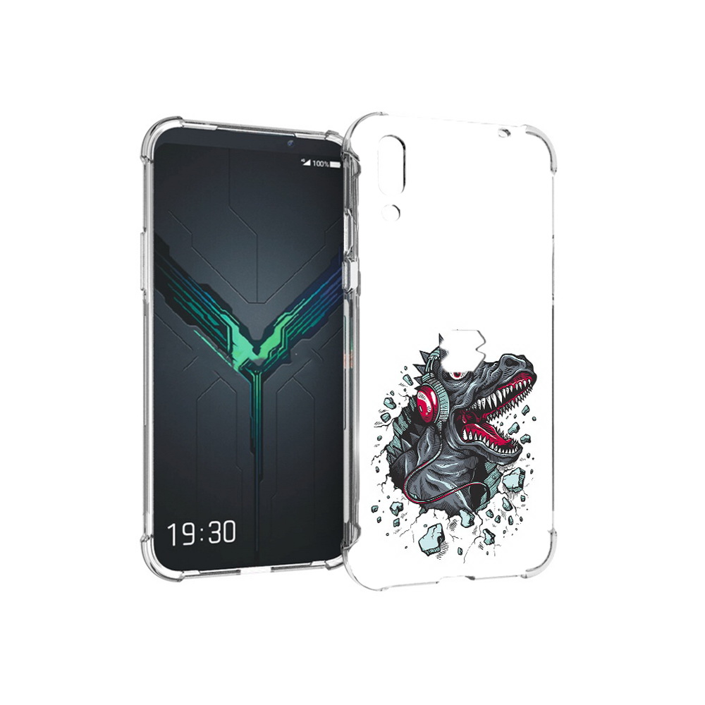 

Чехол MyPads Tocco для Xiaomi Black Shark 2 Нарисованный динозавр в наушниках, Прозрачный, Tocco