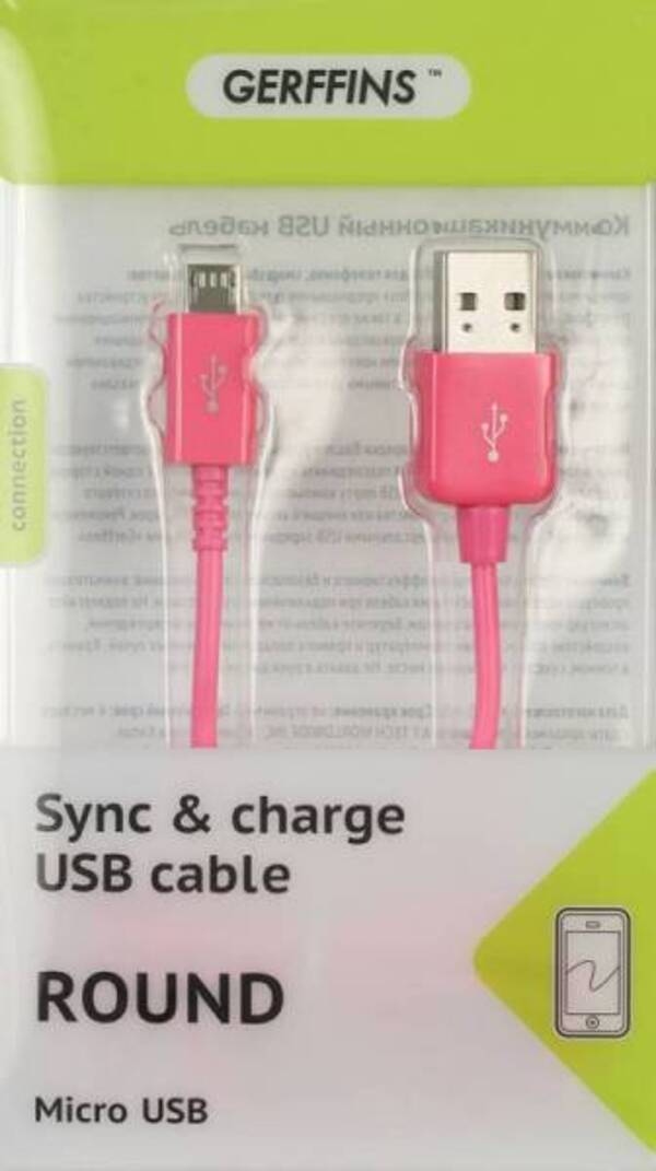 

Gerffins USB - Micro USB 1м (розовый), USB - Micro USB 1м (розовый)