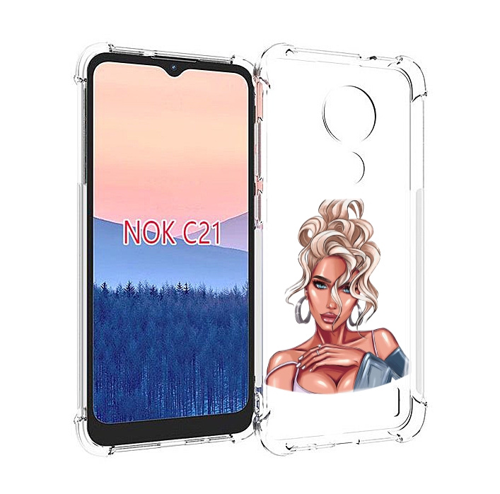 

Чехол MyPads красивая-блондинка женский для Nokia C21, Прозрачный, Tocco