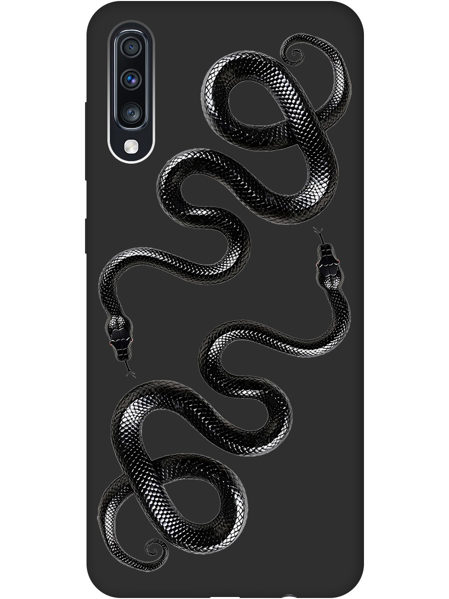 

Силиконовый чехол на Samsung Galaxy A70 / A70s с принтом "Черные мамбы" матовый черный, 720804413