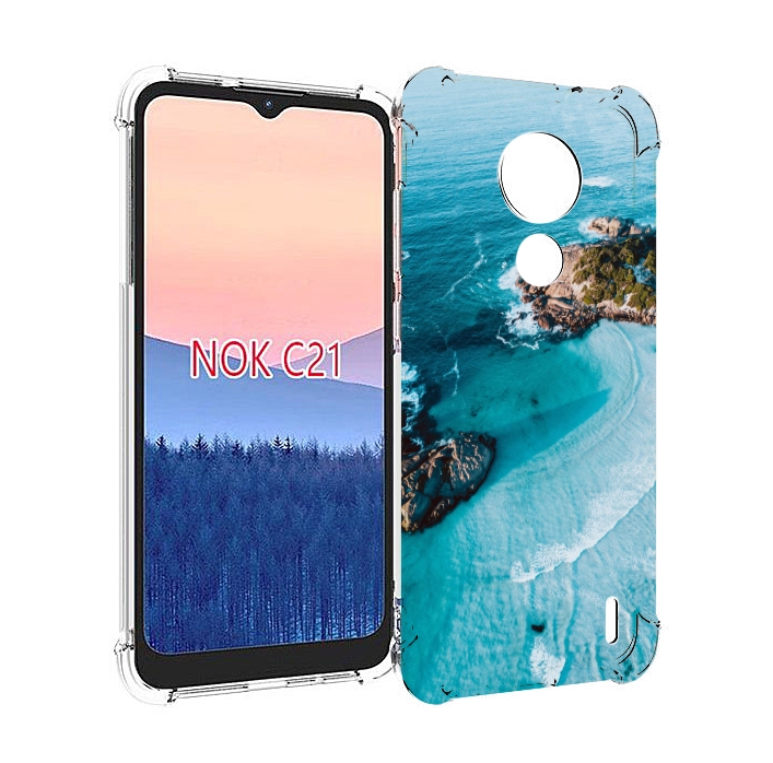 

Чехол MyPads красивый голубой залив для Nokia C21, Прозрачный, Tocco