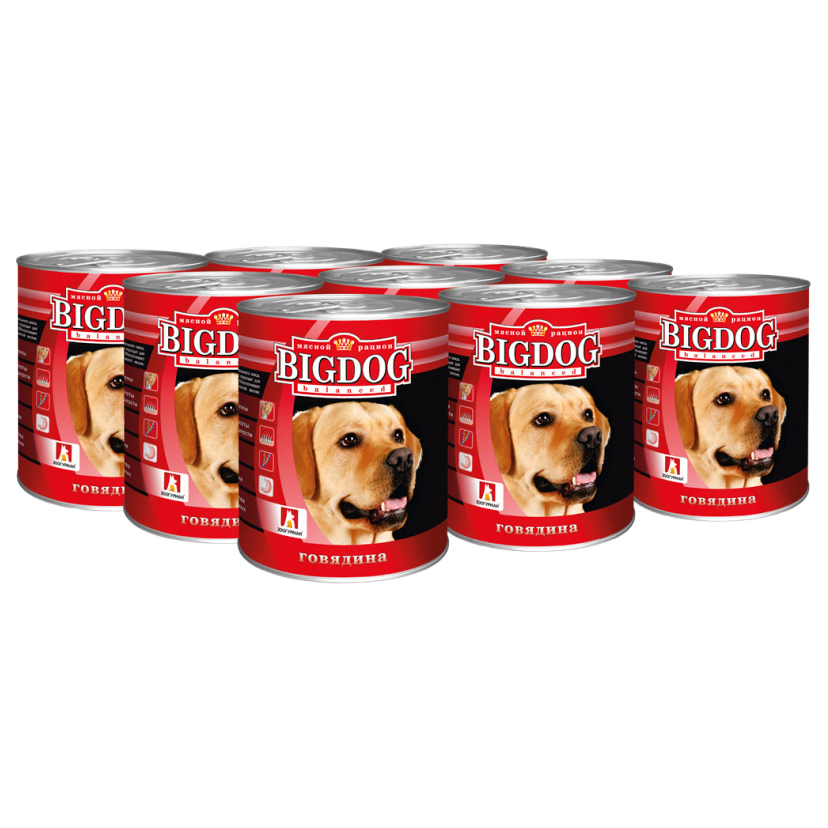 

Консервы для собак BIG DOG Говядина, 6 шт по 850 г